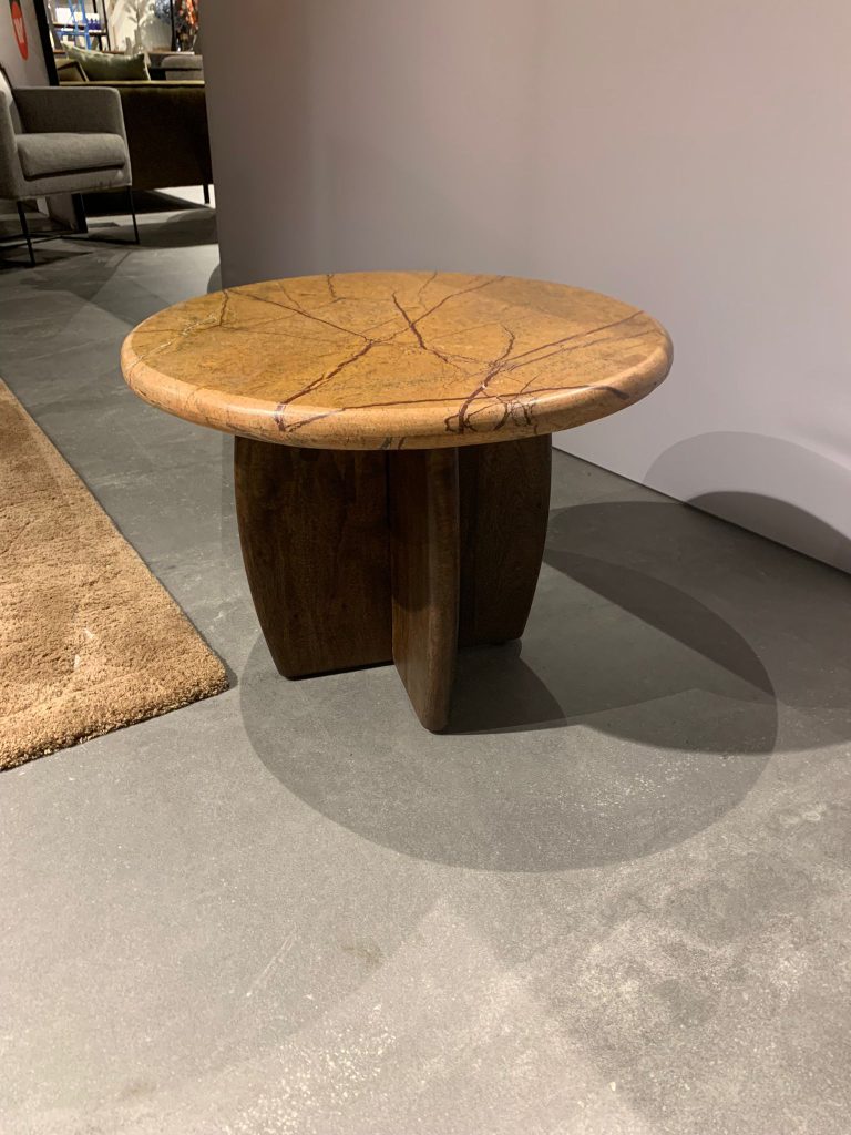 Salontafel marmer Forest Gold ?60, H45, Acacia Walnut